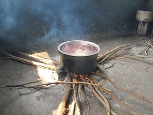 Typical 3-stone fire for cooking in Malawi